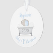 ベビーゾウ泡風呂ボーイベビーシャワー オーナメント (正面)