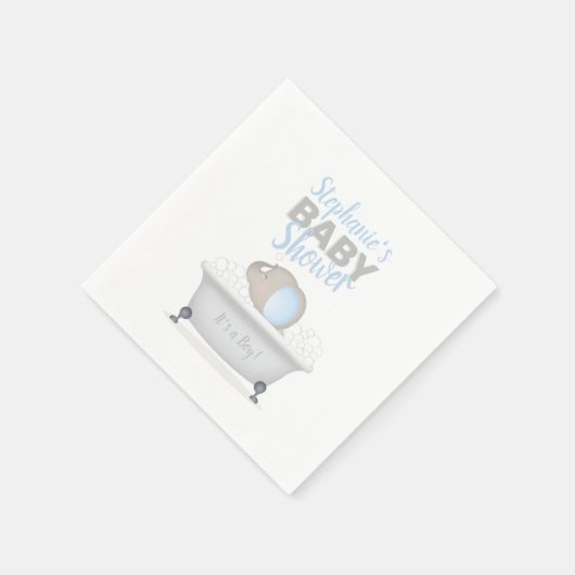 ベビーゾウ泡風呂ボーイベビーシャワー スタンダードカクテルナプキン (角)