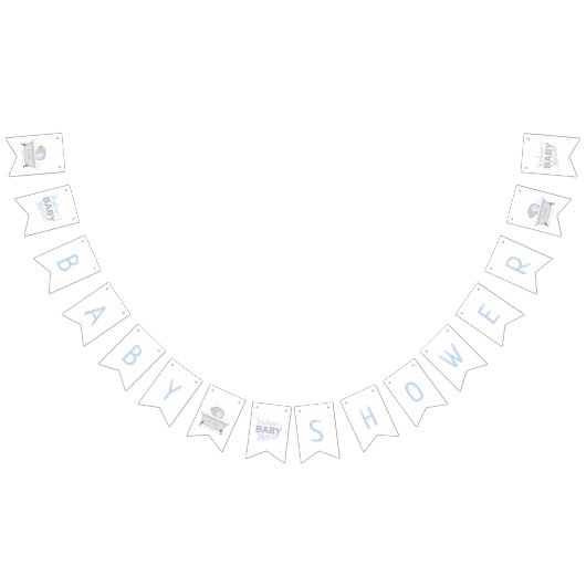 ベビーゾウ泡風呂ボーイベビーシャワー バンティングフラッグ (全)