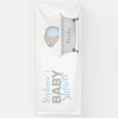 ベビーゾウ泡風呂ボーイベビーシャワー 横断幕 (縦)