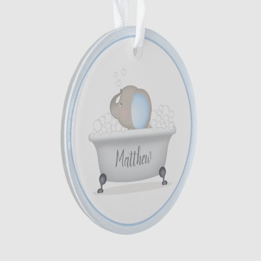 ベビーゾウ泡風呂初めてのクリスマス オーナメント (正面)