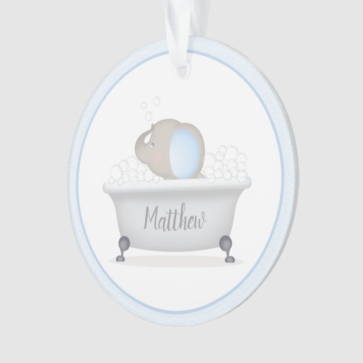 ベビーゾウ泡風呂初めてのクリスマス オーナメント (正面)
