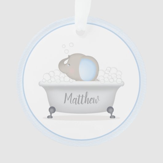ベビーゾウ泡風呂初めてのクリスマス オーナメント (正面)