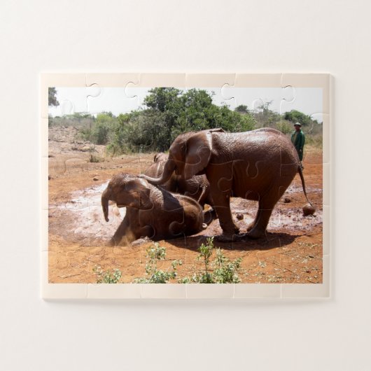 ベビーゾウ洗浄動物 ジグソーパズル (横)