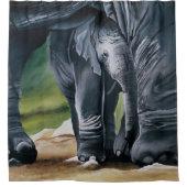 ベビーゾウ灰色かわいい シャワーカーテン (正面)