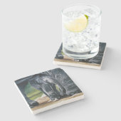 ベビーゾウ灰色かわいい ストーンコースター (横)