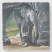 ベビーゾウ灰色かわいい ストーンコースター (正面)