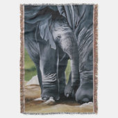 ベビーゾウ灰色かわいい スローブランケット (正面縦)