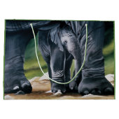 ベビーゾウ灰色かわいい ラージペーパーバッグ (裏面)