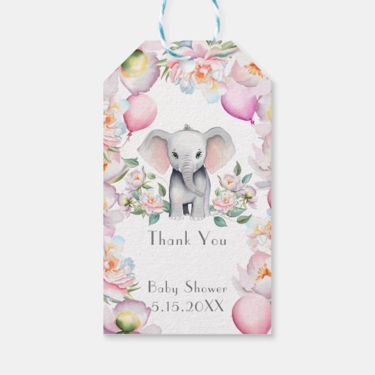 ベビーゾウ牡丹&バルーンありがとう ギフトタグ (裏面)