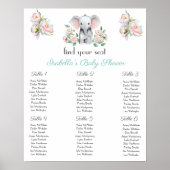 ベビーゾウ牡丹、ユーカリのシーティングチャート ポスター (正面)