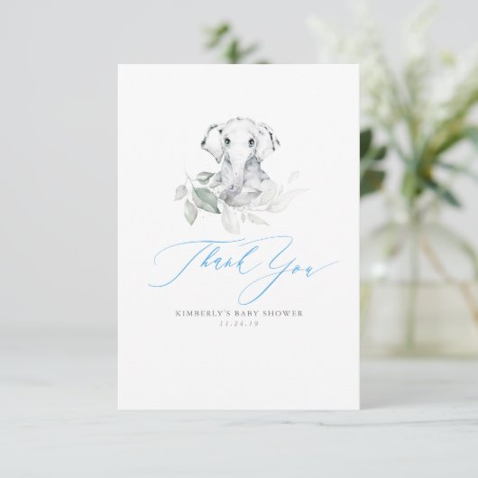 ベビーゾウ男の子ベイビーシャワーありがとう サンキューカード (スタンド正面)