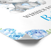 ベビーゾウ男の赤ちゃんシャワー散水の願い ポスター (角)