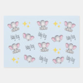 ベビーゾウ男の赤ちゃんシャワー ラッピングペーパーシート (正面3)