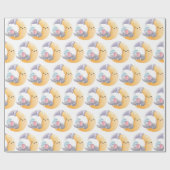 ベビーゾウ眠る三日月月の赤ちゃんシャワー ラッピングペーパー (フラット)