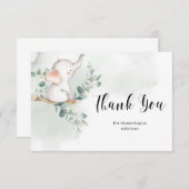 ベビーゾウ緑ユーカリサンキューカード エンクロージャーカード (正面/裏面)