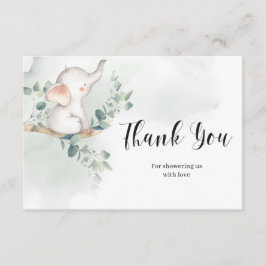 ベビーゾウ緑ユーカリサンキューカード エンクロージャーカード