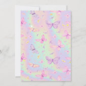 ベビーゾウ蝶ホログラフィック誕生日 招待状 (裏面)