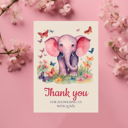 ベビーゾウ赤ちゃんシャワーありがとう サンキューカード