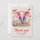ベビーゾウ赤ちゃんシャワーありがとう サンキューカード (正面)