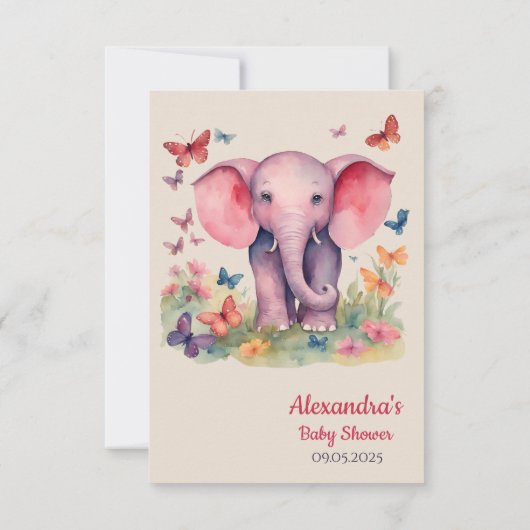 ベビーゾウ赤ちゃんシャワーありがとう サンキューカード (裏面)