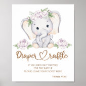 ベビーゾウ赤ちゃんシャワーおむつラッフル ポスター (正面)