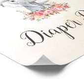 ベビーゾウ赤ちゃんシャワーおむつラッフル ポスター (角)