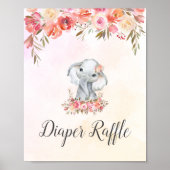 ベビーゾウ赤ちゃんシャワーおむつラッフル ポスター (正面)