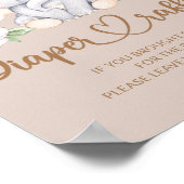 ベビーゾウ赤ちゃんシャワーおむつラッフル ポスター (角)