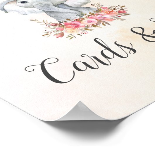 ベビーゾウ赤ちゃんシャワーカードギフト ポスター (角)