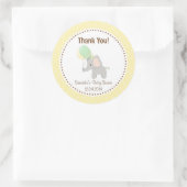 ベビーゾウ赤ちゃんシャワーステッカー黄色 ラウンドシール (バッグ)