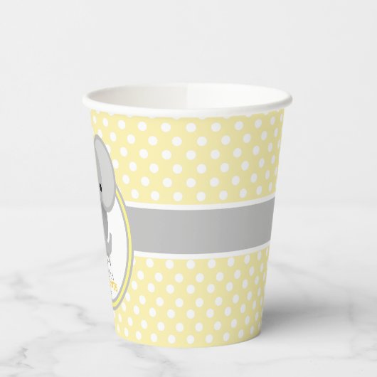 ベビーゾウ赤ちゃんシャワーパーソナライズされた 紙コップ (左)