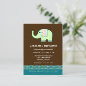 ベビーゾウ赤ちゃんシャワー招待状 インビテーションポストカード (スタンド正面)