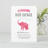 ベビーゾウ赤ちゃんシャワー招待状 |ピンク 招待状 (スタンド正面)