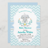 ベビーゾウ赤ちゃんシャワー招待状 招待状 (正面/裏面)