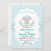 ベビーゾウ赤ちゃんシャワー招待状 招待状 (正面)