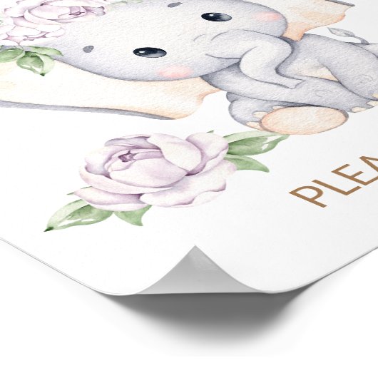 ベビーゾウ赤ちゃんシャワー親善サイン ポスター (角)