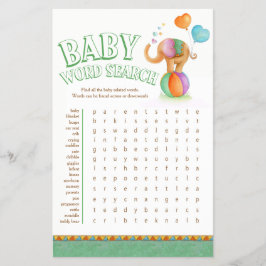 ベビーゾウ赤ちゃんシャワー語検索 チラシ