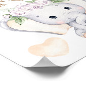 ベビーゾウ赤ちゃんシャワー"ベビー食べ物を推測" ポスター (角)