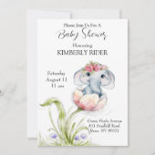 ベビーゾウ赤ちゃんシャワー 招待状 (正面)