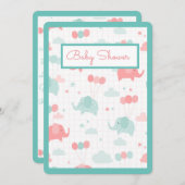 ベビーゾウ赤ちゃんシャワー 招待状 (正面/裏面)