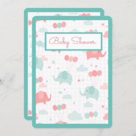 ベビーゾウ赤ちゃんシャワー 招待状