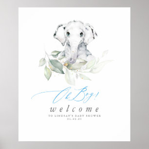 ベビーゾウ赤ちゃんシャワーOh Boy Welcome ポスター