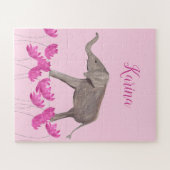 ベビーゾウ野生動物子供へ芸術少女 ジグソーパズル (横)