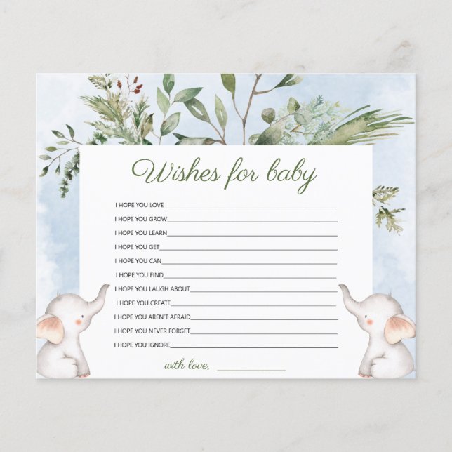 ベビーゾウ青い赤ちゃんシャワーゲームの願い (正面)