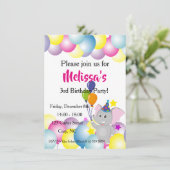 ベビーゾウ風船誕生日 招待状 (スタンド正面)