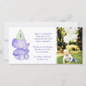 ベビーゾウ1歳の誕生日ありがとうフォトカード サンキューカード (正面)