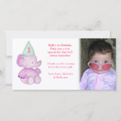 ベビーゾウ1歳の誕生日ありがとうフォトカード サンキューカード (正面)