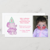 ベビーゾウ1歳の誕生日ありがとうフォトカード サンキューカード (正面/裏面)