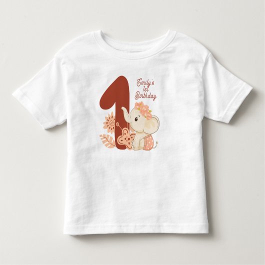 ベビーゾウ1歳 トドラーTシャツ (正面)